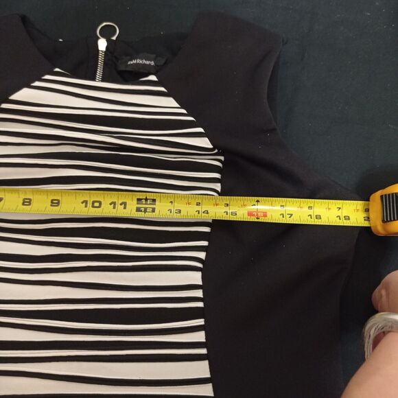 Black Dress With White Stripes Size 16 R&M Richards - Picture 4 of 6